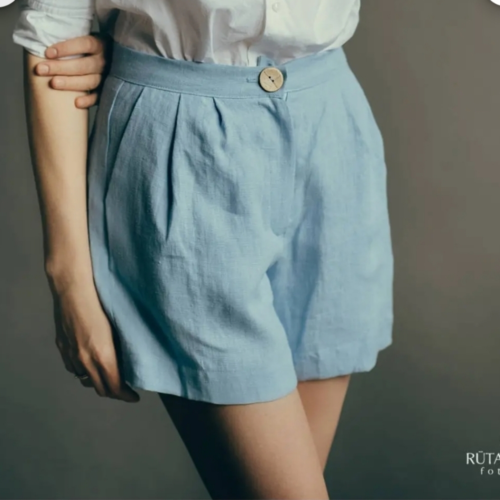 Mantaikotai Abu Dhabi Linen High waisted shorts gray grey size small - Picture 8 of 8